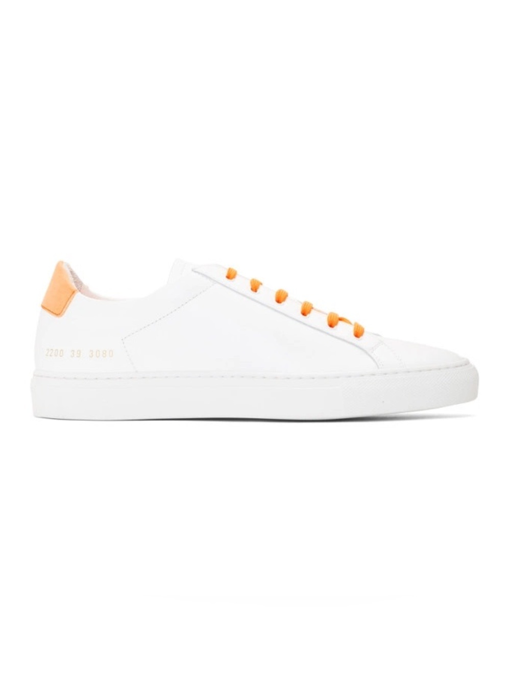 Common Projects White and Orange Original Achilles Retro Low Sneakers